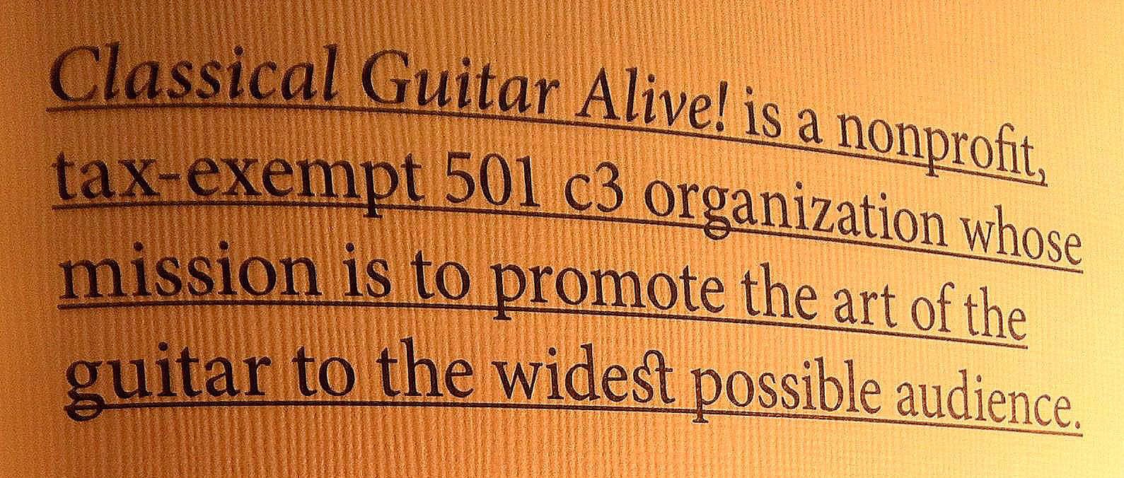 Classical Guitar Alive mission statement scan